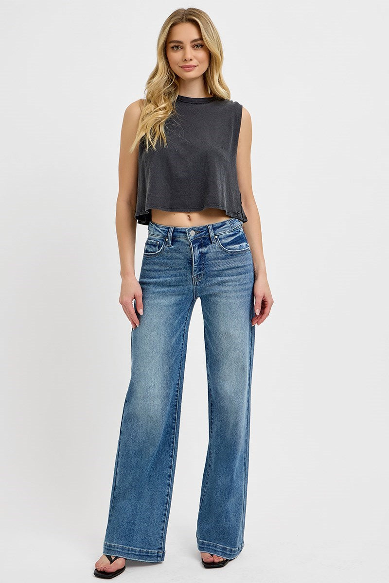 RISEN Full Size Tummy Control High Rise Straight Jeans Plus Size main image 1